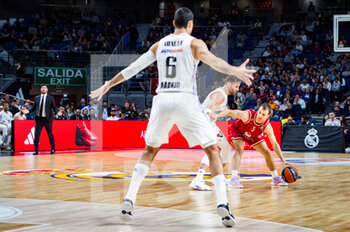 16/03/2023 - Kevin Pangos (EA7 Emporio Armani Olimpia Milano) and Alberto Abalde (Real Madrid) and Rudy Fernandez (Real Madrid) in action during the basketball match between Real Madrid and EA7 Emporio Armani Olimpia Milano valid for the matchday 29 of the Euroleague played at Wizink Center in Madrid on Thursday 16 March 2023 - REAL MADRID VS EA7 EMPORIO ARMANI MILANO - EUROLEAGUE - BASKET