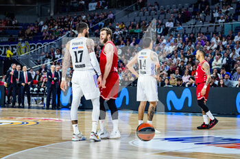 16/03/2023 - Nicolo Melli (EA7 Emporio Armani Olimpia Milano) and Vincent Poirier (Real Madrid) during the basketball match between Real Madrid and EA7 Emporio Armani Olimpia Milano valid for the matchday 29 of the Euroleague played at Wizink Center in Madrid on Thursday 16 March 2023 - REAL MADRID VS EA7 EMPORIO ARMANI MILANO - EUROLEAGUE - BASKET