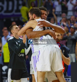 2023-05-10 - 10th May 2023; Wizink Center; Madrid; Spain; Turkish Airlines Euroleague Basketball; Playoff Game 5; Real Madrid vs Partizan Mozzart Bet Belgrade; Edy Walter Tavares (Real Madrid) and Sergio Rodriguez (Real Madrid) 900/Cordon Press - 10TH MAY 2023; TURKISH AIRLINES EUROLEAGUE BASKETBALL; PLAYOFF GAME 5; REAL MADRID VS PARTIZAN MOZZART BET BELGRADE; - EUROLEAGUE - BASKETBALL