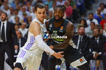 2023-05-10 - 10th May 2023; Wizink Center; Madrid; Spain; Turkish Airlines Euroleague Basketball; Playoff Game 5; Real Madrid vs Partizan Mozzart Bet Belgrade; Mario Hezonja (Real Madrid) and Mathias Lessort (Partizan) 900/Cordon Press - 10TH MAY 2023; TURKISH AIRLINES EUROLEAGUE BASKETBALL; PLAYOFF GAME 5; REAL MADRID VS PARTIZAN MOZZART BET BELGRADE; - EUROLEAGUE - BASKETBALL