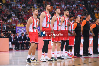 2023-10-13 - Olympiacos Piraeus before the Euroleague, Round 2, match between Olympiacos Piraeus and FC Barcelona at Peace & Friendship Stadium on October 13, 2023, in Athens, Greece. - OLYMPIACOS PIRAEUS VS FC BARCELONA - EUROLEAGUE - BASKETBALL