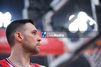 2023-10-13 - 16 Kostas Papanikolaou of Olympiacos Piraeus during the Euroleague, Round 2, match between Olympiacos Piraeus and FC Barcelona at Peace & Friendship Stadium on October 13, 2023, in Athens, Greece. - OLYMPIACOS PIRAEUS VS FC BARCELONA - EUROLEAGUE - BASKETBALL