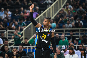 2023-10-20 - 14 Jasiel Rivero of Maccabi Playtika Tel Aviv during the Euroleague, Round 4, match between Panathinaikos Athens and Maccabi Playtika Tel Aviv at Oaka Altion on October 20, 2023, in Athens, Greece. - PANATHINAIKOS ATHENS VS MACCABI PLAYTIKA TEL AVIV - EUROLEAGUE - BASKETBALL