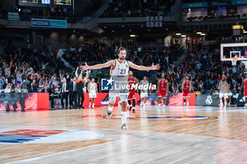 2023-10-19 - Sergio Llull (Real Madrid) celebrate during the basketball game between Real Madrid and EA7 Emporio Armani Olimpia Milano valid for the round 04 of the Euroleague competition played at Wizink Center in Madrid, Spain on Thursday 19 October 2023 - REAL MADRID VS OLIMPIA MILANO - EUROLEAGUE - BASKETBALL
