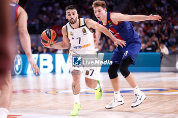2023-10-26 - Facundo Campazzo of Real Madrid and Rokas Jokubaitis of FC Barcelona during the Turkish Airlines EuroLeague basketball match between Real Madrid and FC Barcelona on October 26, 2023 at Wizink Center in Madrid, Spain - BASKETBALL - EUROLEAGUE - REAL MADRID V FC BARCELONA - EUROLEAGUE - BASKETBALL