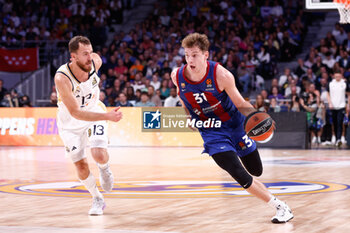 2023-10-26 - Rokas Jokubaitis of FC Barcelona and Sergio Rodriguez of Real Madrid during the Turkish Airlines EuroLeague basketball match between Real Madrid and FC Barcelona on October 26, 2023 at Wizink Center in Madrid, Spain - BASKETBALL - EUROLEAGUE - REAL MADRID V FC BARCELONA - EUROLEAGUE - BASKETBALL