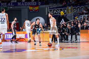 2023-11-09 - Alessandro Pajola of Virtus Bologna (L) and Sergio Rodriguez of Real Madrid (R) seen in action during the Euroleague 2022/23 match between Real Madrid and Virtus Bologna at Wizink Center in Madrid, Spain. - REAL MADRID VS VIRTUS BOLOGNA - EUROLEAGUE - BASKETBALL