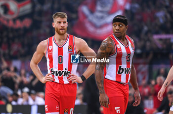 2023-12-05 - 0 Thomas Walkup with 3 Isaiah Canaan of Olympiacos Piraeus during the Euroleague, Round 12, match between Olympiacos Piraeus and Real Madrid at Peace and Friendship stadium on December 5, 2023, in Piraeus, Greece. - OLYMPIACOS PIRAEUS VS REAL MADRID - EUROLEAGUE - BASKETBALL