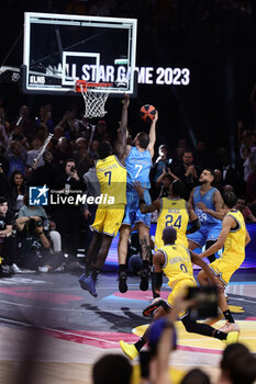 2023-12-31 - Joffrey LAUVERGNE (ASVEL) Ibrahima FALL FAYE (Nanterre) during the All-Star Game LNB 2023, Basketball match between Team France and Team World on December 30, 2023 at Accor Arena in Paris, France - BASKETBALL - ALL-STAR GAME LNB 2023 - FRANCE V WORLD - EVENTS - BASKETBALL