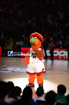 2023-12-31 - Mascot NBA Miami Heat during the All-Star Game LNB 2023, Basketball match between Team France and Team World on December 30, 2023 at Accor Arena in Paris, France - BASKETBALL - ALL-STAR GAME LNB 2023 - FRANCE V WORLD - EVENTS - BASKETBALL