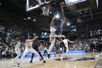 2023-06-04 - Bilal COULIBALY of Metropolitans and Alex TYUS of Lyon and Amine NOUA of Lyon during the French championship, Betclic Elite Basketball match, Playoffs Match 4 between LDLC Asvel and Metropolitans 92 (Boulogne - Levallois) on June 4, 2023 at Astroballe in Villeurbane, France - BASKETBALL - FRENCH CHAMP - ASVEL V METROPOLITANS - FRENCH PRO A - BASKETBALL