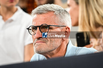 2023-06-15 - French Tennis Federation (FFT) President Gilles MORETTON during the French championship, Betclic Elite Basketball match, Playoffs, Final match 3, between Metropolitans 92 (Boulogne - Levallois) and AS Monaco on June 15, 2023 at Roland-Garros stadium in Paris, France - BASKETBALL - FRENCH CHAMP - PLAYOFFS FINAL - METROPOLITANS V MONACO - FRENCH PRO A - BASKETBALL