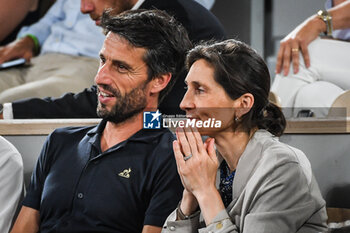 2023-06-15 - President of the Paris 2024 Organising Committee for the Olympic and Paralympic Games and former French canoeist Tony ESTANGUET and French Sports Minister Amelie OUDEA-CASTERA during the French championship, Betclic Elite Basketball match, Playoffs, Final match 3, between Metropolitans 92 (Boulogne - Levallois) and AS Monaco on June 15, 2023 at Roland-Garros stadium in Paris, France - BASKETBALL - FRENCH CHAMP - PLAYOFFS FINAL - METROPOLITANS V MONACO - FRENCH PRO A - BASKETBALL