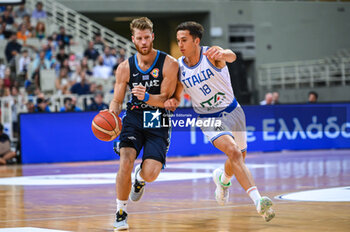 2023-08-10 - 0 THOMAS WALKUP of Greece with 18 MATTEO SPAGNOLO of Italy during the Aegean Acropolis
Tournament match between Greece and Italy at Oaka Stadium on August 10,
2023, in Athens, Greece. - AEGEAN ACROPOLIS TOURNAMENT - GREECE VS ITALY - INTERNATIONALS - BASKETBALL