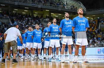 2023-08-08 - Greek national team during the Aegean Acropolis Tournament match between Greece and Serbia at Oaka Stadium on August 8, 2023, in Athens, Greece. - AEGEAN ACROPOLIS TOURNAMENT - GREECE VS SERBIA - INTERNATIONALS - BASKETBALL