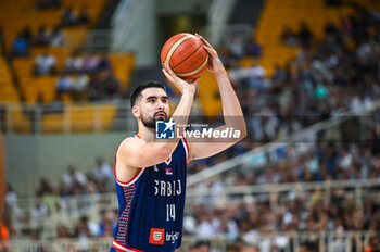 2023-08-08 - 14 DUSAN RISTIC of Serbia during the Aegean Acropolis Tournament match between Greece and Serbia at Oaka Stadium on August 8, 2023, in Athens, Greece. - AEGEAN ACROPOLIS TOURNAMENT - GREECE VS SERBIA - INTERNATIONALS - BASKETBALL