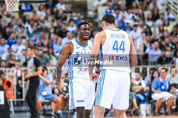 2023-08-08 - 43 THANASSIS ANTETOKOUNMPO with 44 NTINOS MITOGLOU of Greece during the Aegean Acropolis Tournament match between Greece and Serbia at Oaka Stadium on August 8, 2023, in Athens, Greece. - AEGEAN ACROPOLIS TOURNAMENT - GREECE VS SERBIA - INTERNATIONALS - BASKETBALL