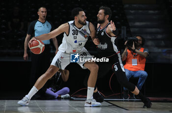 2023-05-30 - Tyler Cain (Derthona Tortona Basket) thwarted by Marco Belinelli (Segafredo Virtus Bologna) during game 2 of the playoff semifinals of the Italian A1 basketball championship match Segafredo Virtus Bologna Vs. Derthona Tortona Basket - Bologna, Italy, May 30, 2023 at Segafredo Arena - Photo: Michele Nucci - PLAYOFF - VIRTUS SEGAFREDO BOLOGNA VS DERTHONA BASKET - ITALIAN SERIE A - BASKETBALL