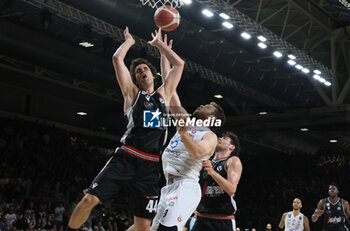 2023-06-14 - Milos Teodosic (Segafredo Virtus Bologna) thwarted by Niccolo' Melli (EA7 Olimpia Milano) during game 3 of the playoff finals of the Italian A1 basketball championship match Segafredo Virtus Bologna Vs. EA7 Olimpia Milano - Bologna, Italy, June 14, 2023 at Segafredo Arena - Photo: Michele Nucci - MATCH 3 FINAL - VIRTUS SEGAFREDO BOLOGNA VS EA7 EMPORIO ARMANI MILANO - ITALIAN SERIE A - BASKETBALL
