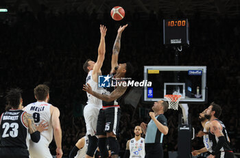 2023-06-14 - Johannes Voigtmann (EA7 Olimpia Milano) and Jordan Mickey (Segafredo Virtus Bologna) during game 3 of the playoff finals of the Italian A1 basketball championship match Segafredo Virtus Bologna Vs. EA7 Olimpia Milano - Bologna, Italy, June 14, 2023 at Segafredo Arena - Photo: Michele Nucci - MATCH 3 FINAL - VIRTUS SEGAFREDO BOLOGNA VS EA7 EMPORIO ARMANI MILANO - ITALIAN SERIE A - BASKETBALL