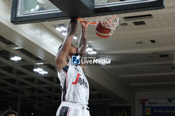 2023-10-15 - Dunk of Jordan Mickey of Virtus Segafredo Bologna during the match between Dolomiti Trentino Energia and Virtus Segafredo Bologna, regular season of A1 Italian Basketball Championship 2023/2024 at il T Quotidiano Arena on October 15, 2023, Trento, Italy. - DOLOMITI ENERGIA TRENTINO VS VIRTUS SEGAFREDO BOLOGNA - ITALIAN SERIE A - BASKETBALL