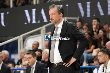 2023-10-15 - Luca Banchi head coach of Virtus Segafredo Bologna during the match between Dolomiti Trentino Energia and Virtus Segafredo Bologna, regular season of A1 Italian Basketball Championship 2023/2024 at il T Quotidiano Arena on October 15, 2023, Trento, Italy. - DOLOMITI ENERGIA TRENTINO VS VIRTUS SEGAFREDO BOLOGNA - ITALIAN SERIE A - BASKETBALL