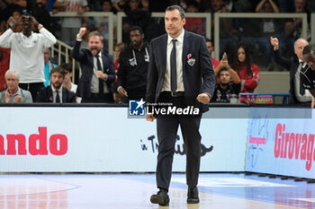 2023-10-15 - Exultation of Paolo Galbiati head coach of Dolomiti Trentino Energia during the match between Dolomiti Trentino Energia and Virtus Segafredo Bologna, regular season of A1 Italian Basketball Championship 2023/2024 at il T Quotidiano Arena on October 15, 2023, Trento, Italy. - DOLOMITI ENERGIA TRENTINO VS VIRTUS SEGAFREDO BOLOGNA - ITALIAN SERIE A - BASKETBALL