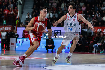 2023-12-29 - Matteo Librizzi #13 of Pallacanestro Varese OpenJobMetis (L) competes for the ball against Alessandro Cipolla #6 of Unahotels Reggio Emilia (R) during LBA Lega Basket A 2023/24 Regular Season game between Pallacanestro Varese OpenJobMetis and Unahotels Reggio Emilia at Itelyum Arena, Varese, Italy on December 29, 2023 - OPENJOBMETIS VARESE VS UNAHOTELS REGGIO EMILIA - ITALIAN SERIE A - BASKETBALL