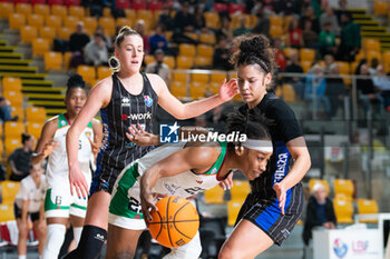 2023-12-10 - Ezinne Kalu (Oxygen Roma Basket), Marta Spinelli (E-work Faenza) and Essence Booker (E-work Faenza) - OXYGEN ROMA BASKET VS E-WORK FAENZA - ITALIAN SERIE A1 WOMEN - BASKETBALL