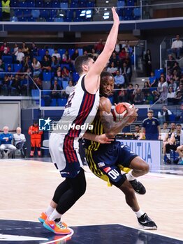 2023-05-19 - Demario Mayfield (Reale Mutua Torino) thwarted by Rei Pullazi (Urania Basket Milano) - PLAYOFF GAME 3 - URANIA BASKET VS REALE MUTUA BASKET TORINO - ITALIAN SERIE A2 - BASKETBALL