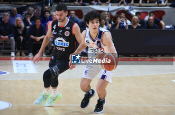 2023-05-21 - Tommaso Natalini (Fortitudo Flats Service Bologna) thwarted by Federico Mussini (Tramec Cento) during the italian basketball Lbn A2 series Game 3 of the playoff quarterfinals match Fortitudo Flats Service Bologna Vs. Benedetto XIV Tramec Cento - Bologna, Italy, May 21, 2023 at Paladozza sport palace - Photo: Michele Nucci - PLAYOFF - FORTITUDO BOLOGNA VS TRAMEC CENTO - ITALIAN SERIE A2 - BASKETBALL