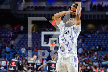 2023-04-30 - Guerschon Yabusele (Real Madrid) during the warm up before the basketball match between Real Madrid and Zaragoza Basket valid for the matchday 30 of the spanish basketball league ACB called “Liga Endesa” played at Wizink Center in Madrid on Sunday 30 April 2023 - REAL MADRID VS ZARAGOZA - SPANISH LIGA ENDESA ACB - BASKETBALL