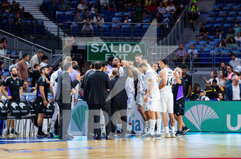 2023-04-30 - Real Madrid team during the warm up before the basketball match between Real Madrid and Zaragoza Basket valid for the matchday 30 of the spanish basketball league ACB called “Liga Endesa” played at Wizink Center in Madrid on Sunday 30 April 2023 - REAL MADRID VS ZARAGOZA - SPANISH LIGA ENDESA ACB - BASKETBALL