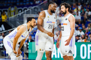 2023-04-30 - Guerschon Yabusele (Real Madrid) and Sergio Llull (Real Madrid) during the basketball match between Real Madrid and Zaragoza Basket valid for the matchday 30 of the spanish basketball league ACB called “Liga Endesa” played at Wizink Center in Madrid on Sunday 30 April 2023 - REAL MADRID VS ZARAGOZA - SPANISH LIGA ENDESA ACB - BASKETBALL