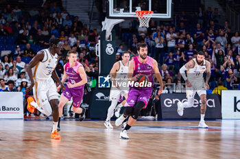 2023-11-26 - Mihajlo Andric of Morabanc Andorra seen in action with the ball during the ACB Spanish league match between Real Madrid and Morabanc Andorra at Wizink Center in Madrid, Spain. - REAL MADRID VS MORABANC ANDORRA - SPANISH LIGA ENDESA ACB - BASKETBALL