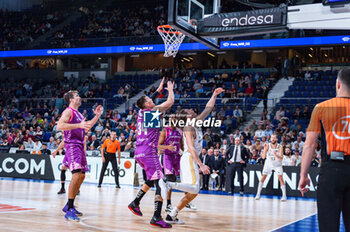 2023-11-26 - Fabien Causeur of Real Madrid and Marin Maric of Morabanc Andorra seen in action during the ACB Spanish league match between Real Madrid and Morabanc Andorra at Wizink Center in Madrid, Spain. - REAL MADRID VS MORABANC ANDORRA - SPANISH LIGA ENDESA ACB - BASKETBALL