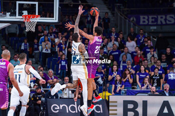 2023-11-26 - Vincent Poirier of Real Madrid seen in action against Felipe Dos Anjos of Morabanc Andorra during the ACB Spanish league match between Real Madrid and Morabanc Andorra at Wizink Center in Madrid, Spain. - REAL MADRID VS MORABANC ANDORRA - SPANISH LIGA ENDESA ACB - BASKETBALL