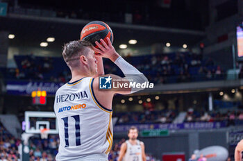 2023-11-26 - Mario Hezonja of Real Madrid seen in action during the ACB Spanish league match between Real Madrid and Morabanc Andorra at Wizink Center in Madrid, Spain. - REAL MADRID VS MORABANC ANDORRA - SPANISH LIGA ENDESA ACB - BASKETBALL