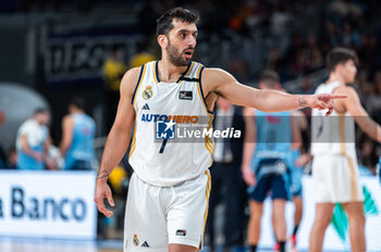 2023-12-03 - Facundo Campazzo of Real Madrid seen in action during the Liga Endesa Acb 23/24 basketball match between Real Madrid vs Rio Breogan at Wizink center in Madrid, Spain. - REAL MADRID VS BREOGAN - SPANISH LIGA ENDESA ACB - BASKETBALL