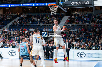2023-12-03 - Mario Hezonja of Real Madrid seen in action during the Liga Endesa Acb 23/24 basketball match between Real Madrid vs Rio Breogan at Wizink center in Madrid, Spain. - REAL MADRID VS BREOGAN - SPANISH LIGA ENDESA ACB - BASKETBALL