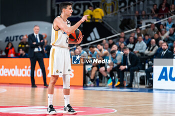 2023-12-03 - Carlos Alocen of Real Madrid seen in action during the Liga Endesa Acb 23/24 basketball match between Real Madrid vs Rio Breogan at Wizink center in Madrid, Spain. - REAL MADRID VS BREOGAN - SPANISH LIGA ENDESA ACB - BASKETBALL