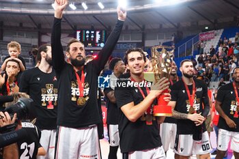 2023-09-24 - Bruno Mascoli (Virtus Segafredo Bologna) and Celebration of the victory of Virtus Segafredo Bologna - FINAL - VIRTUS BOLOGNA VS GERMANI BRESCIA - ITALIAN SUPERCOPPA - BASKETBALL