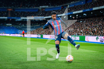 2023-03-02 - Alejandro Balde (Barcelona) in action during the football match between
Real Madrid and Barcelona valid for the semifinal of the “Copa del Rey” Spanish cup celebrated in Madrid, Spain at Bernabeu stadium on Thursday 02 March 2023 - REAL MADRID VS BARCELONA - SPANISH CUP - SOCCER