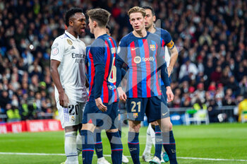 2023-03-02 - Vinícius Júnior (Real Madrid) and Gavi (Barcelona) arguing each other during the football match between
Real Madrid and Barcelona valid for the semifinal of the “Copa del Rey” Spanish cup celebrated in Madrid, Spain at Bernabeu stadium on Thursday 02 March 2023 - REAL MADRID VS BARCELONA - SPANISH CUP - SOCCER