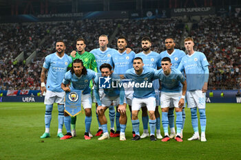 16/08/2023 - Manchester City F.C. dfor team photo lined up during UEFA Super Cup 2023 final soccer match between Manchester City F.C. vs. Sevilla F.C. at the Stadio Georgios Karaiskakis-Piraeus in Athens, Greece, 16th of August 2023 - EUROPEAN SUPER CUP MANCHESTER CITY VS SEVILLE - SUPERCOPPA EUROPEA - CALCIO