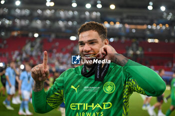 16/08/2023 - Happiness of Manchester City’s Ederson after win the UEFA Super Cup 2023 final soccer match between Manchester City F.C. vs. Sevilla F.C. at the Stadio Georgios Karaiskakis-Piraeus in Athens, Greece, 16th of August 2023 - EUROPEAN SUPER CUP MANCHESTER CITY VS SEVILLE - SUPERCOPPA EUROPEA - CALCIO
