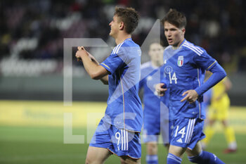 2023-03-27 - Lorenzo Colombo (Italy) celebrates the goal scored - UNDER 21 - ITALY VS UKRAINE - FRIENDLY MATCH - SOCCER