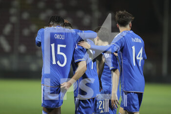 2023-03-27 - Lorenzo Colombo (Italy) celebrates the goal scored  - UNDER 21 - ITALY VS UKRAINE - FRIENDLY MATCH - SOCCER
