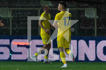 2023-03-27 - Oleksii Kashchuk Ucraine celebrates a gol 1-1  - UNDER 21 - ITALY VS UKRAINE - FRIENDLY MATCH - SOCCER