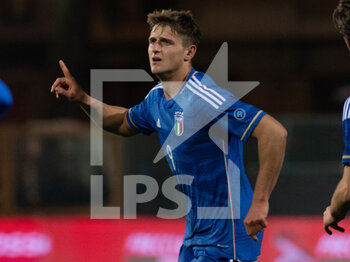 2023-03-27 - Lorenzo Colombo Italy celebrates a gol 2-1 - UNDER 21 - ITALY VS UKRAINE - FRIENDLY MATCH - SOCCER